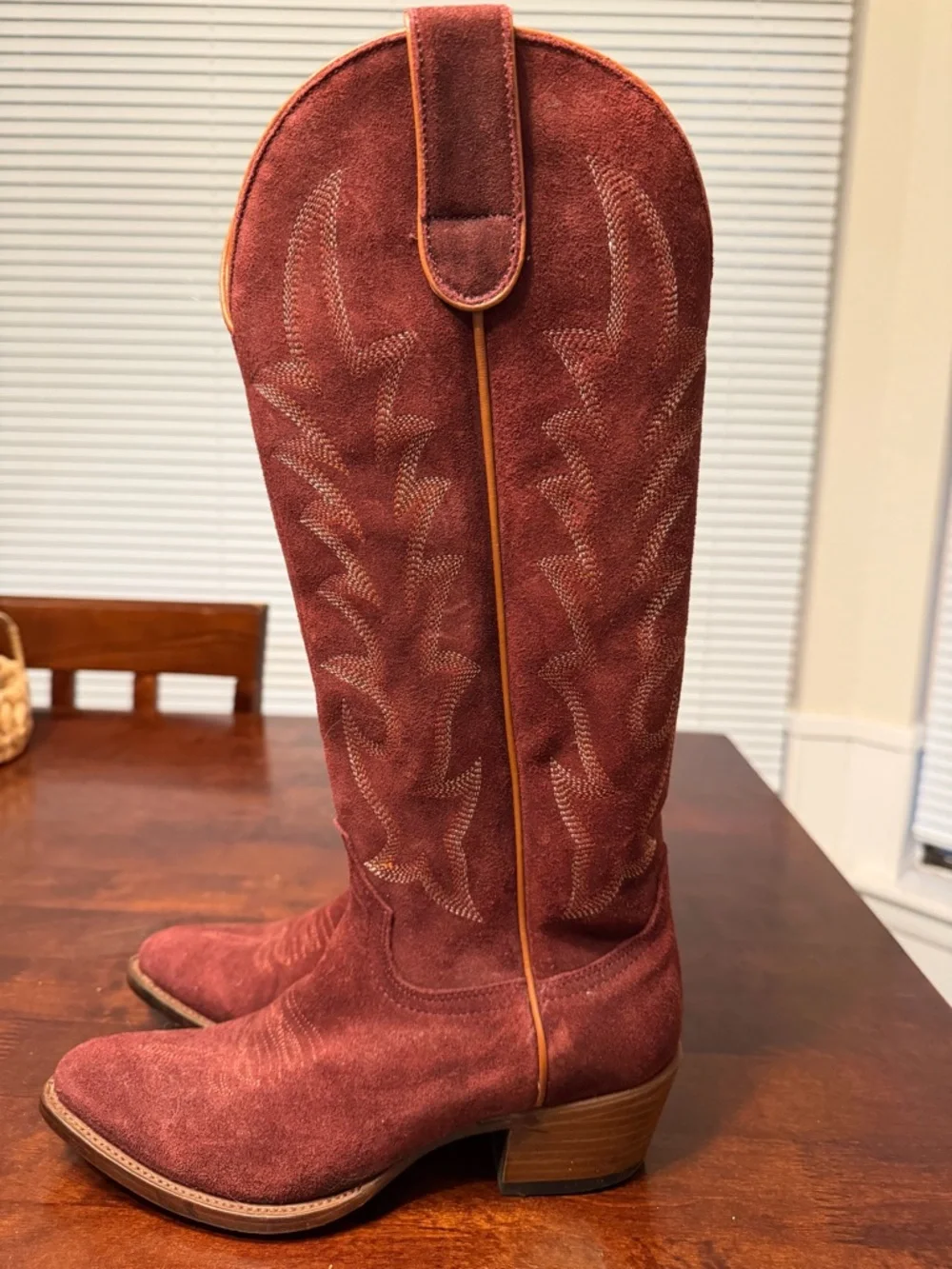 Burgundy/wine Macey Bean cowgirl boots - Picture 2 of 5